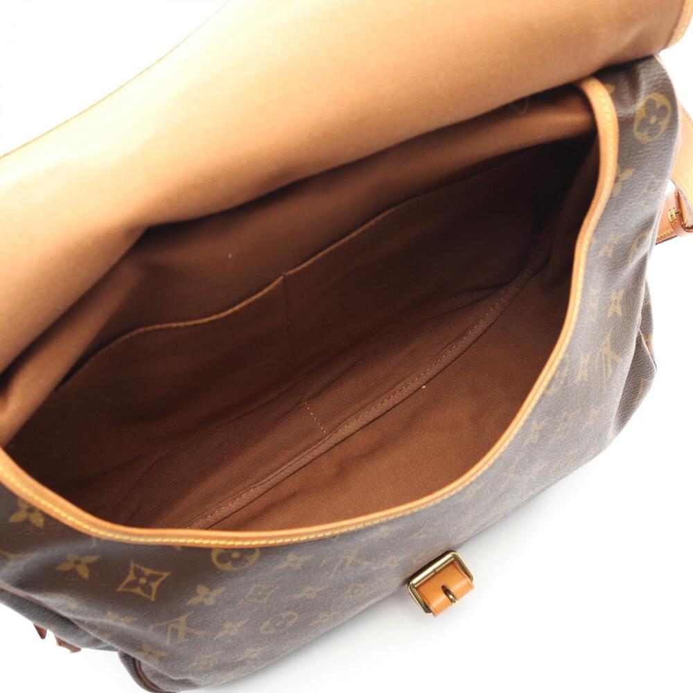 Louis Vuitton Canvas Monogram Leather Shoulder Brown Bag Saumur - Picture 3 of 9